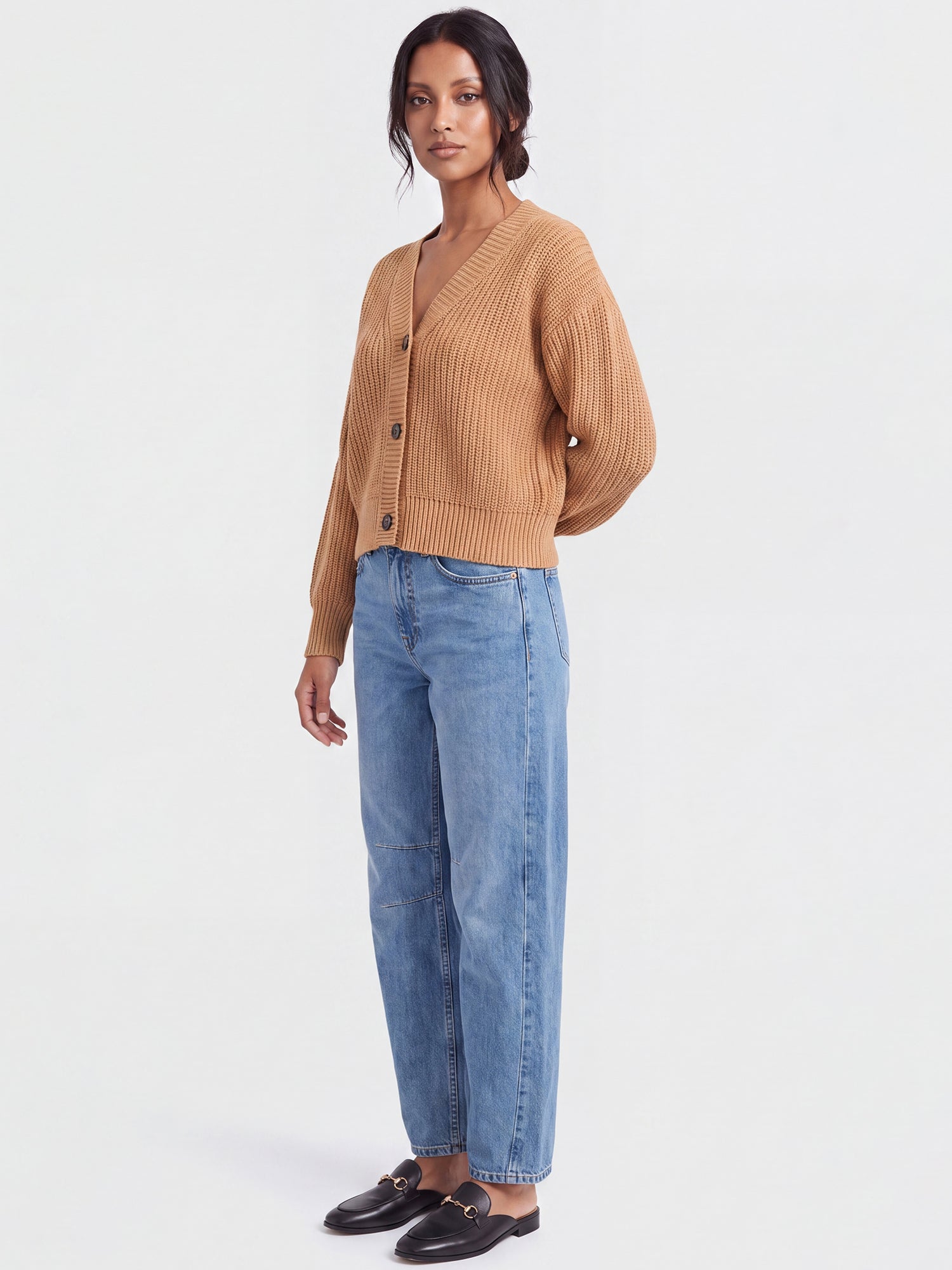 Oversized Strickjacke mit Kaschmiranteil | camel