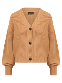 Oversized Strickjacke mit Kaschmiranteil | camel