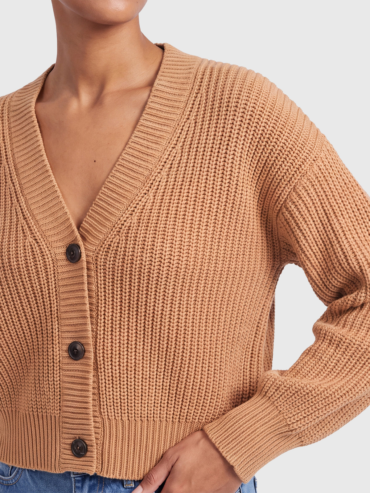 Oversized Strickjacke mit Kaschmiranteil | camel