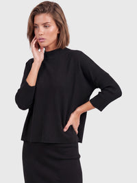Strickpullover in Cape-Optik mit Kaschmiranteil | schwarz