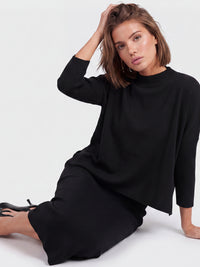 Strickpullover in Cape-Optik mit Kaschmiranteil | schwarz