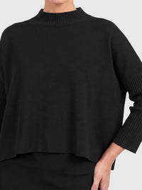 Strickpullover in Cape-Optik mit Kaschmiranteil | schwarz