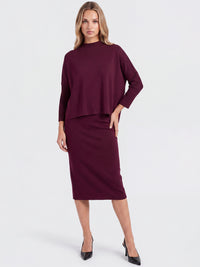 Strickpullover in Cape-Optik mit Kaschmiranteil | weinrot