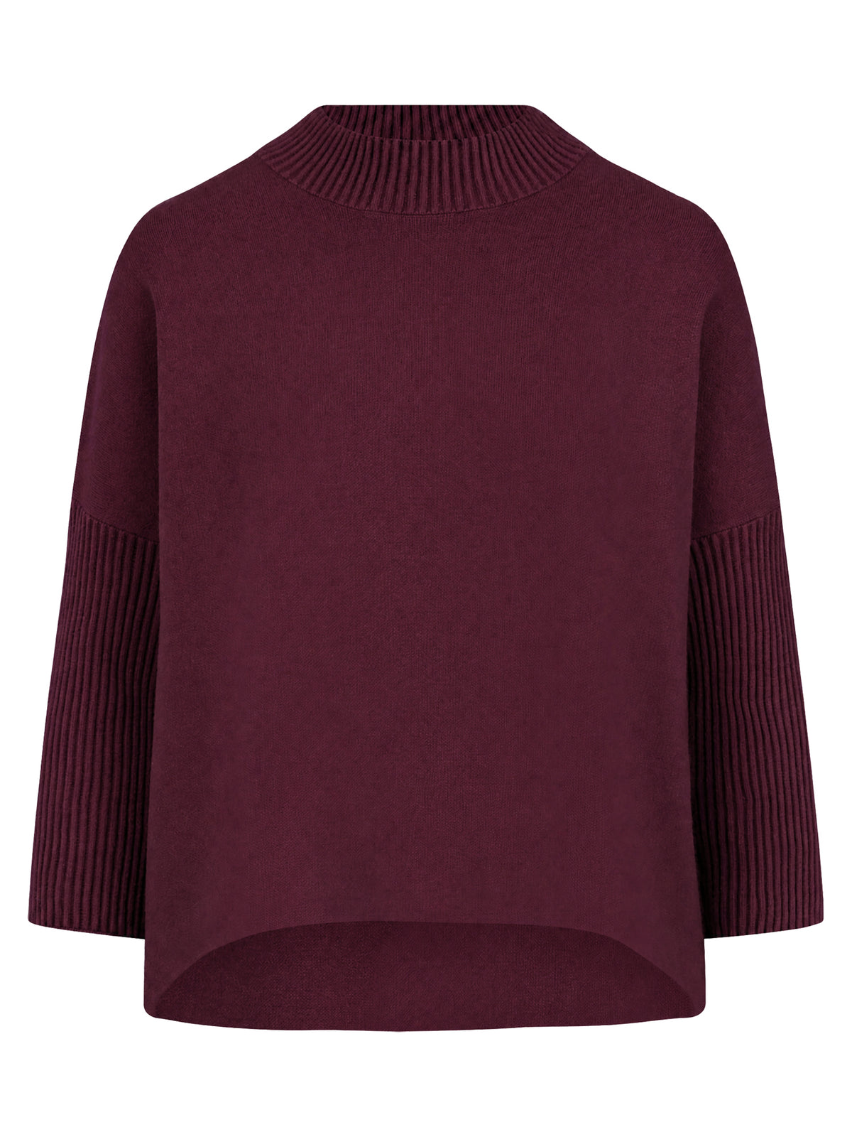 Strickpullover in Cape-Optik mit Kaschmiranteil | weinrot