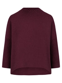Strickpullover in Cape-Optik mit Kaschmiranteil | weinrot