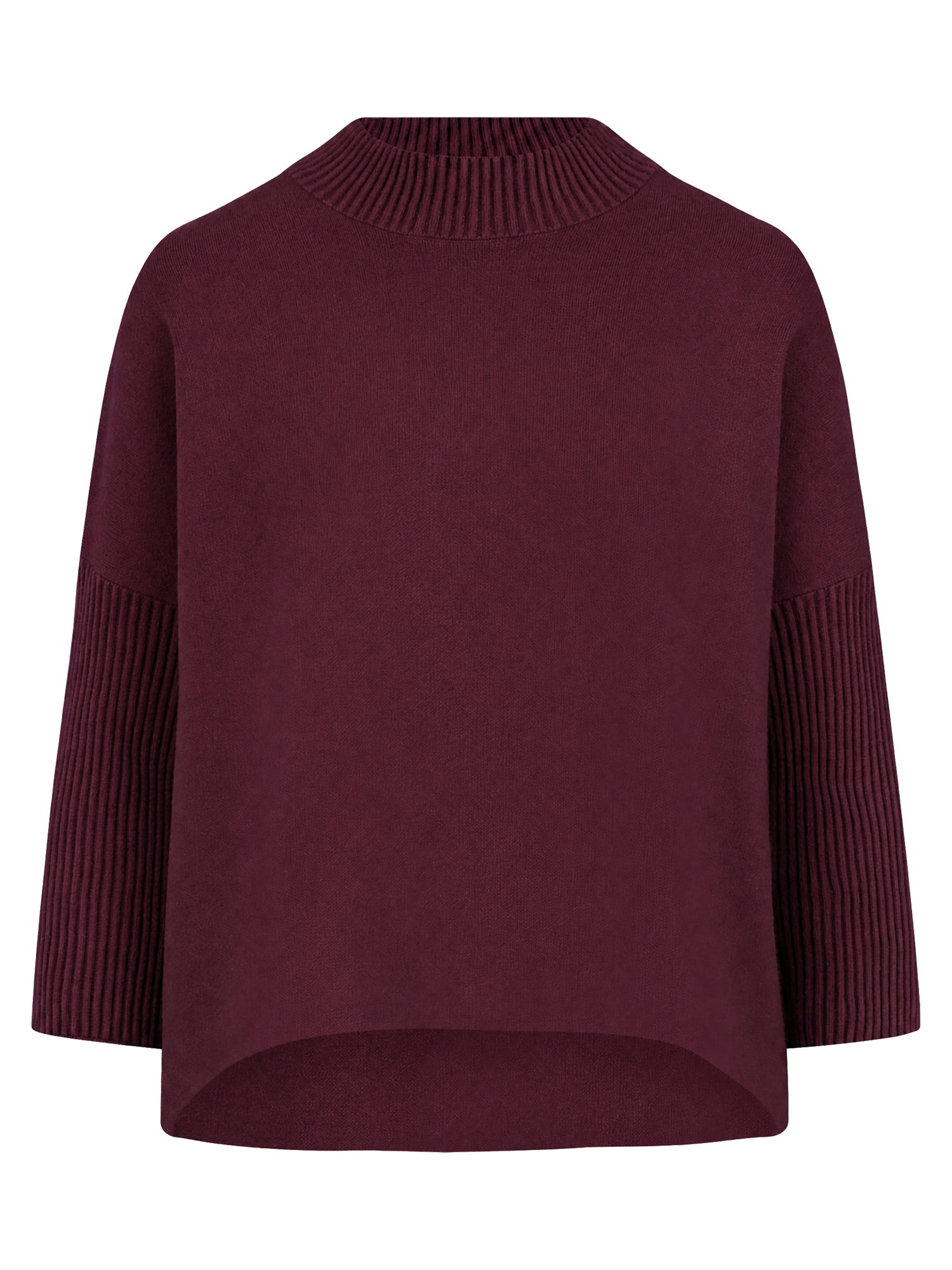 Strickpullover in Cape-Optik mit Kaschmiranteil | weinrot
