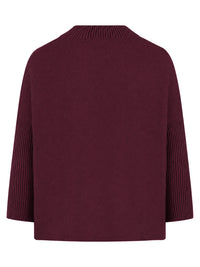 Strickpullover in Cape-Optik mit Kaschmiranteil | weinrot