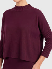Strickpullover in Cape-Optik mit Kaschmiranteil | weinrot