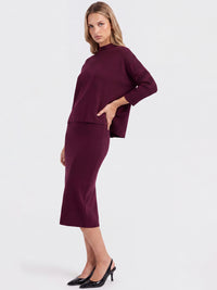 Strickpullover in Cape-Optik mit Kaschmiranteil | weinrot