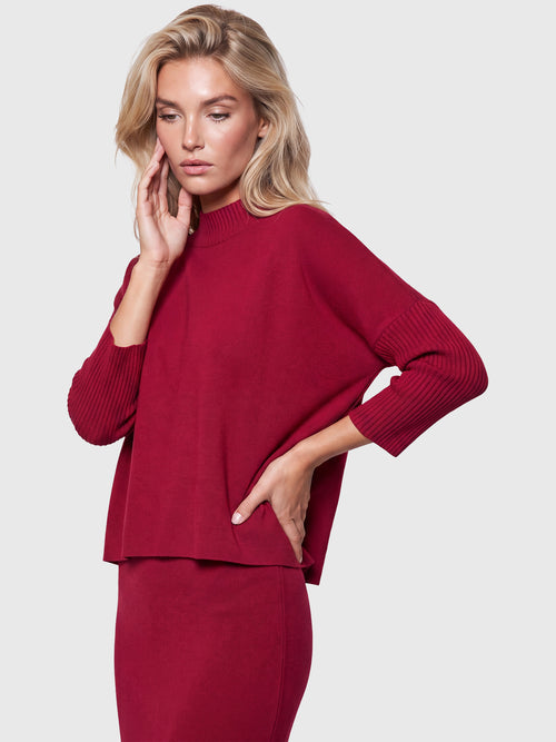 Strickpullover in Cape-Optik mit Kaschmiranteil | rot image 1