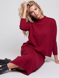 Strickpullover in Cape-Optik mit Kaschmiranteil | rot