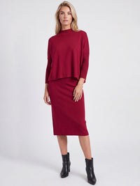 Strickpullover in Cape-Optik mit Kaschmiranteil | rot