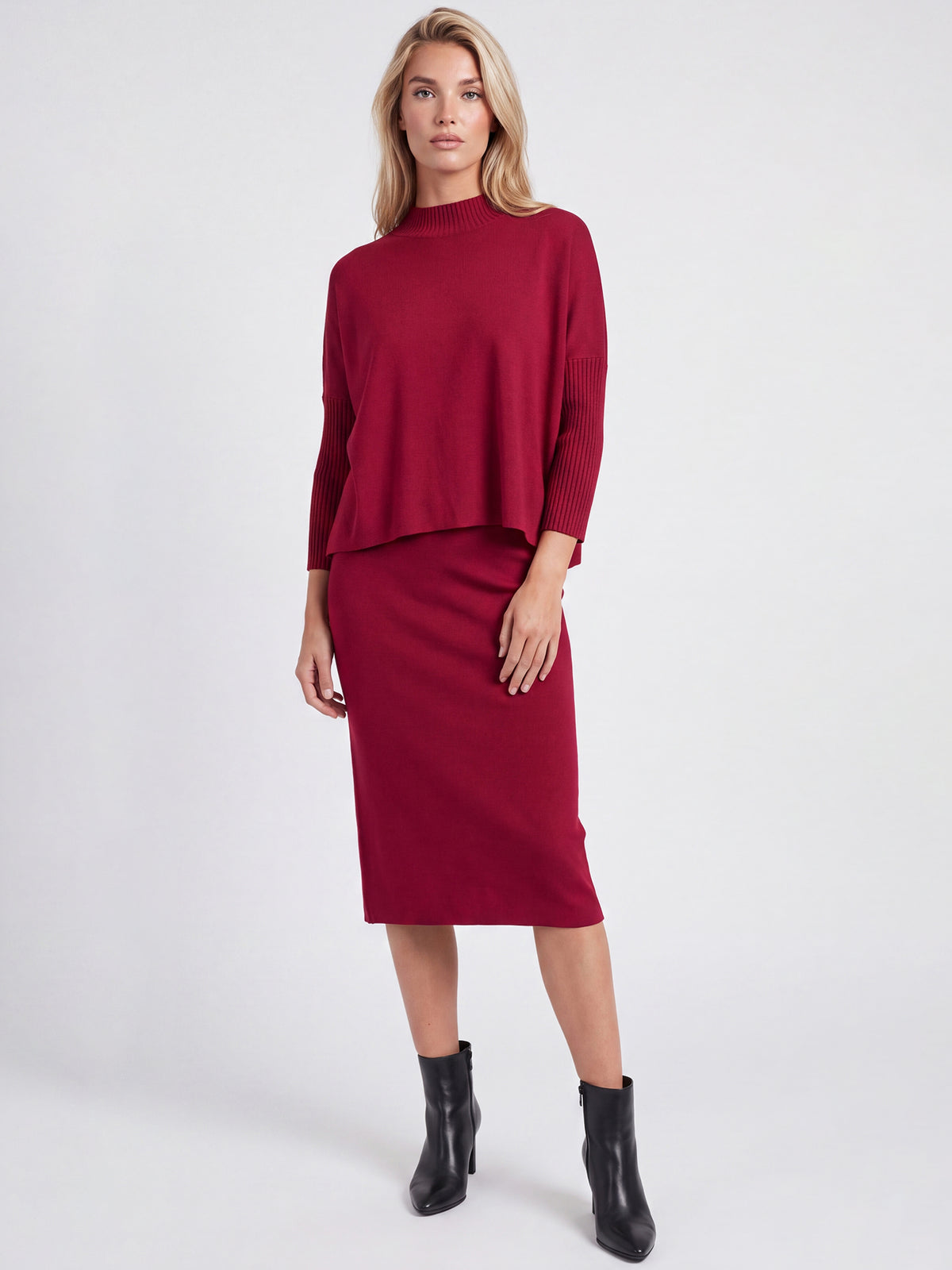 Strickpullover in Cape-Optik mit Kaschmiranteil | rot
