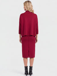 Strickpullover in Cape-Optik mit Kaschmiranteil | rot