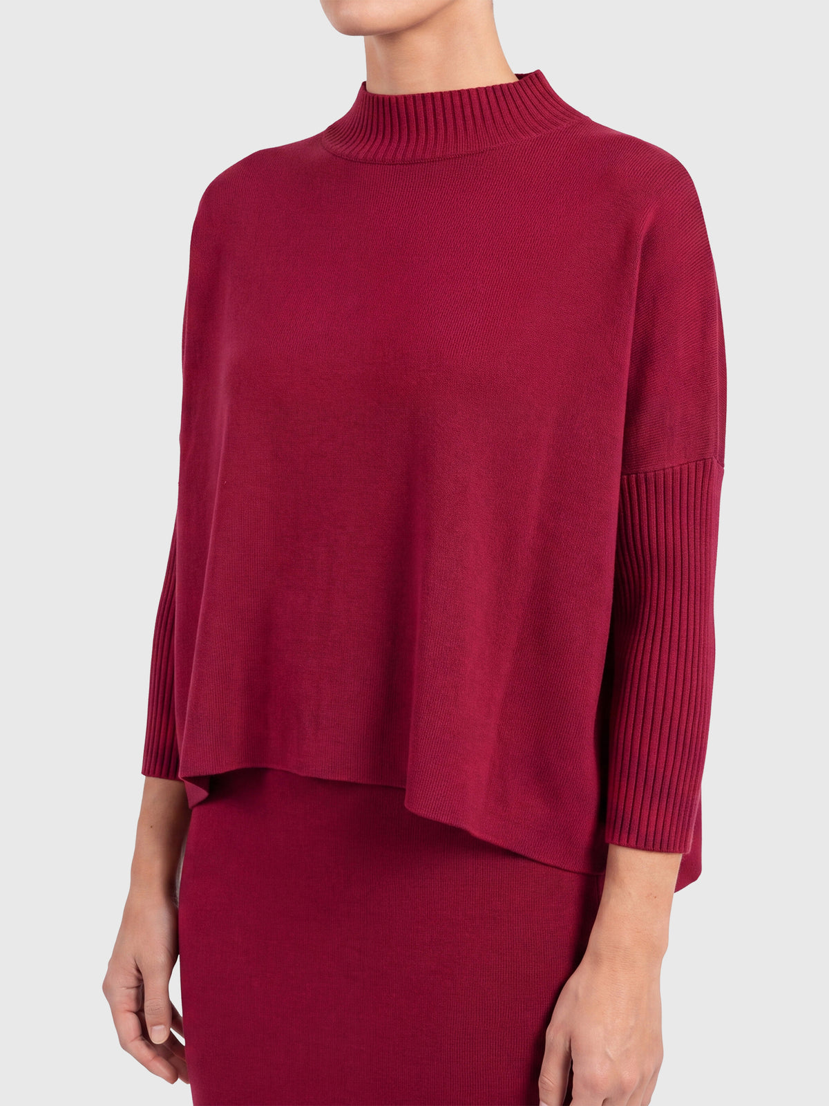 Strickpullover in Cape-Optik mit Kaschmiranteil | rot