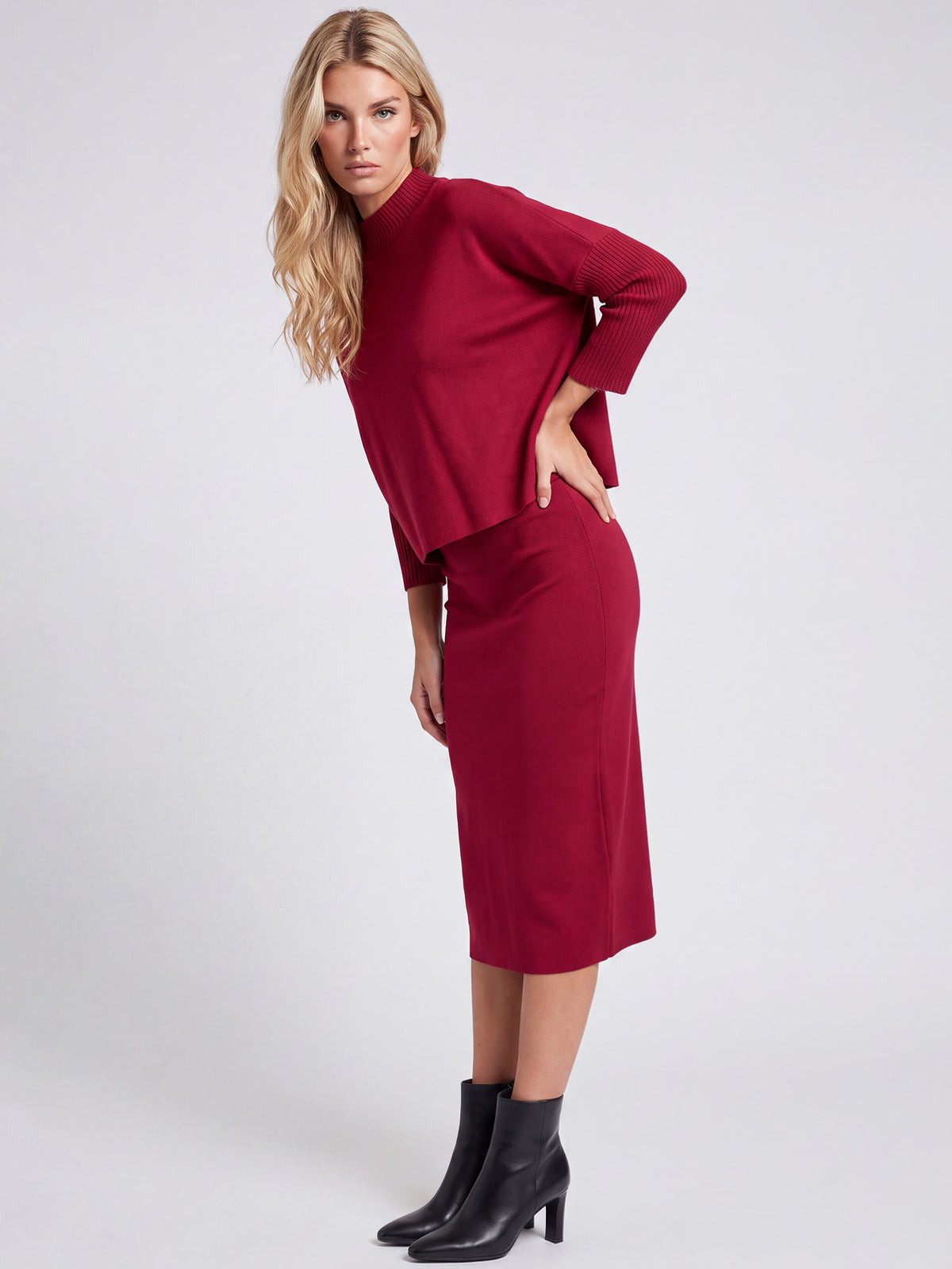 Strickpullover in Cape-Optik mit Kaschmiranteil | rot