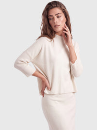 Strickpullover in Cape-Optik mit Kaschmiranteil | champagner