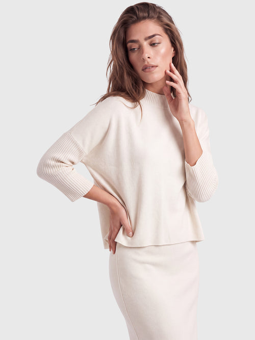 Strickpullover in Cape-Optik mit Kaschmiranteil | champagner image 1