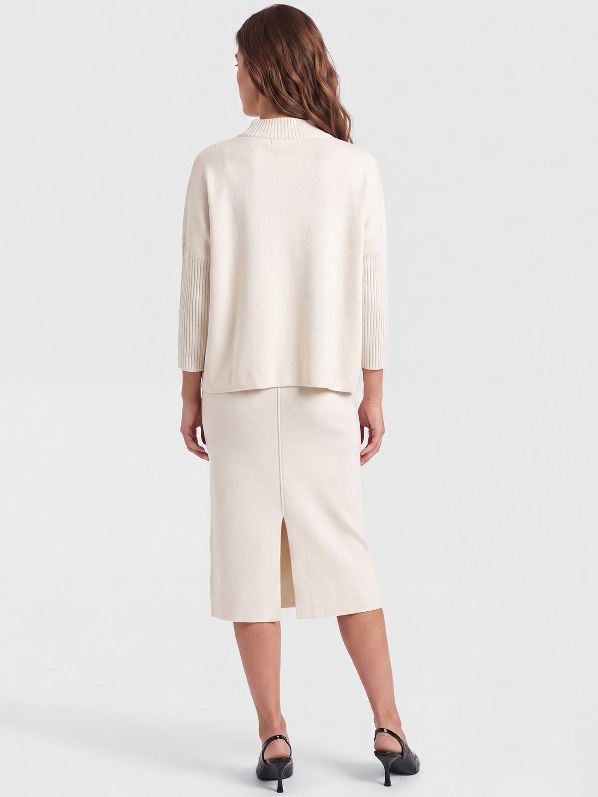 Strickpullover in Cape-Optik mit Kaschmiranteil | champagner