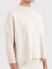 Strickpullover in Cape-Optik mit Kaschmiranteil | champagner