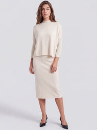 Strickpullover in Cape-Optik mit Kaschmiranteil | champagner