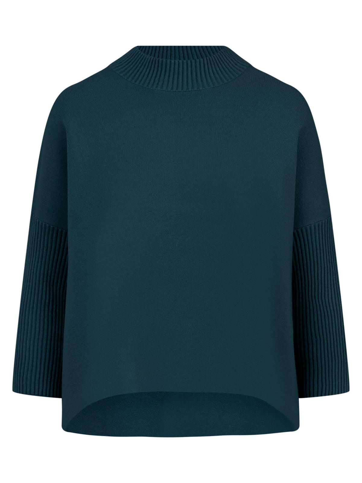 Strickpullover in Cape-Optik mit Kaschmiranteil | petrol