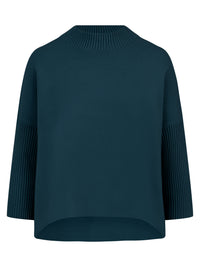Strickpullover in Cape-Optik mit Kaschmiranteil | petrol