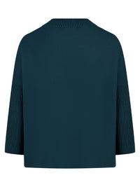 Strickpullover in Cape-Optik mit Kaschmiranteil | petrol
