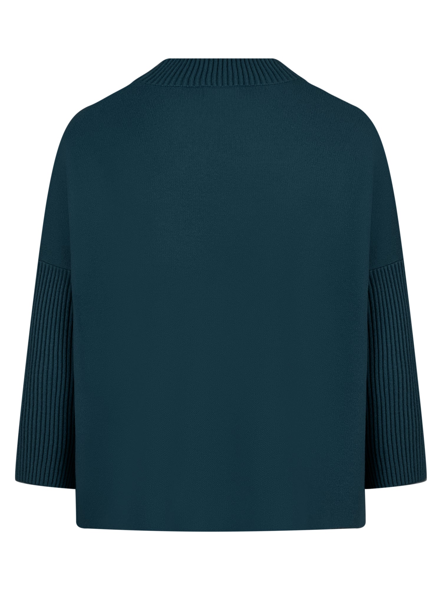 Strickpullover in Cape-Optik mit Kaschmiranteil | petrol