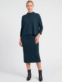 Strickpullover in Cape-Optik mit Kaschmiranteil | petrol