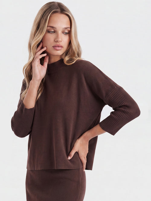 Milano-Strickpullover in Cape-Optik | braun image 1