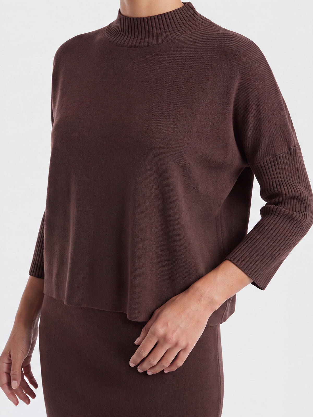 Strickpullover in Cape-Optik mit Kaschmiranteil | braun