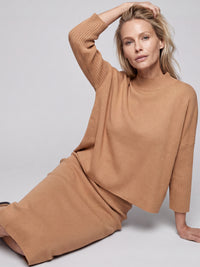 Strickpullover in Cape-Optik mit Kaschmiranteil | camel