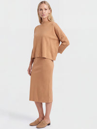 Strickpullover in Cape-Optik mit Kaschmiranteil | camel