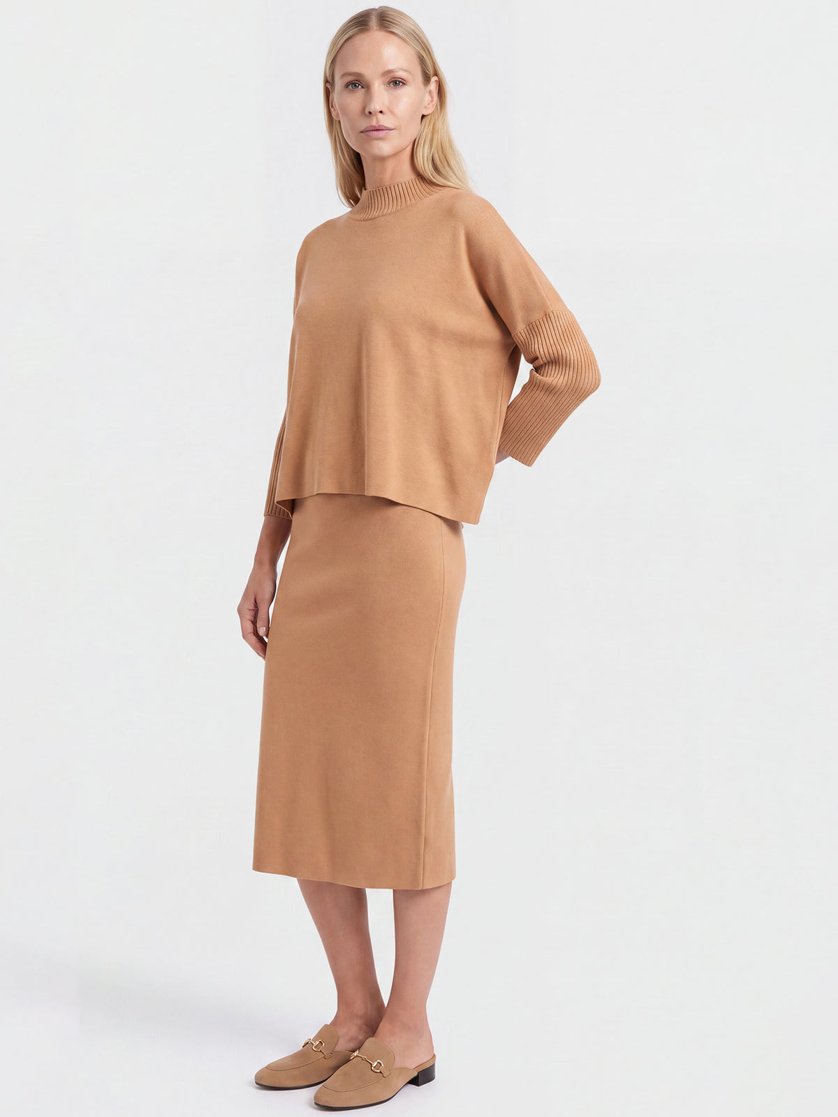 Strickpullover in Cape-Optik mit Kaschmiranteil | camel