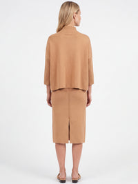 Strickpullover in Cape-Optik mit Kaschmiranteil | camel