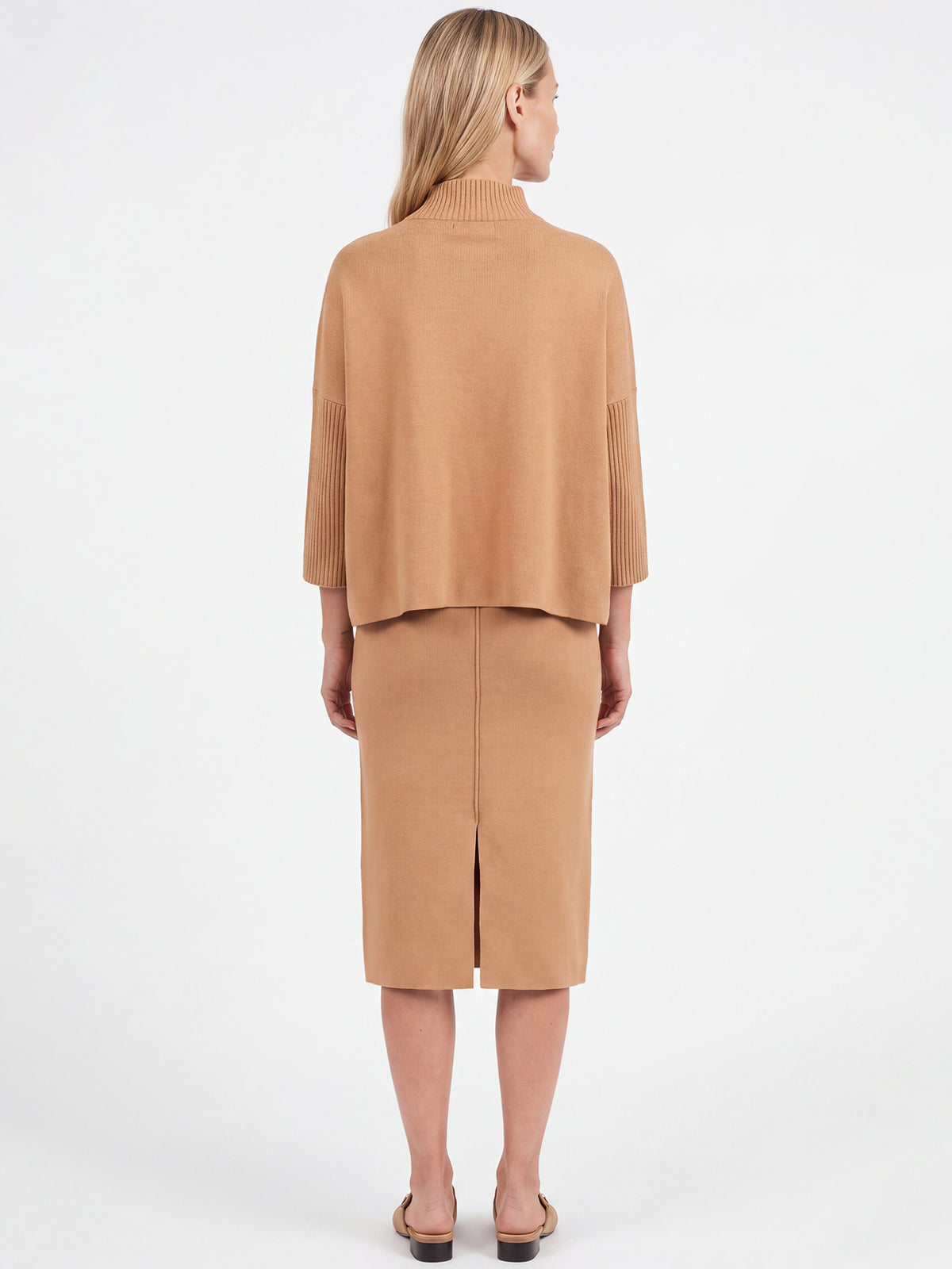 Strickpullover in Cape-Optik mit Kaschmiranteil | camel