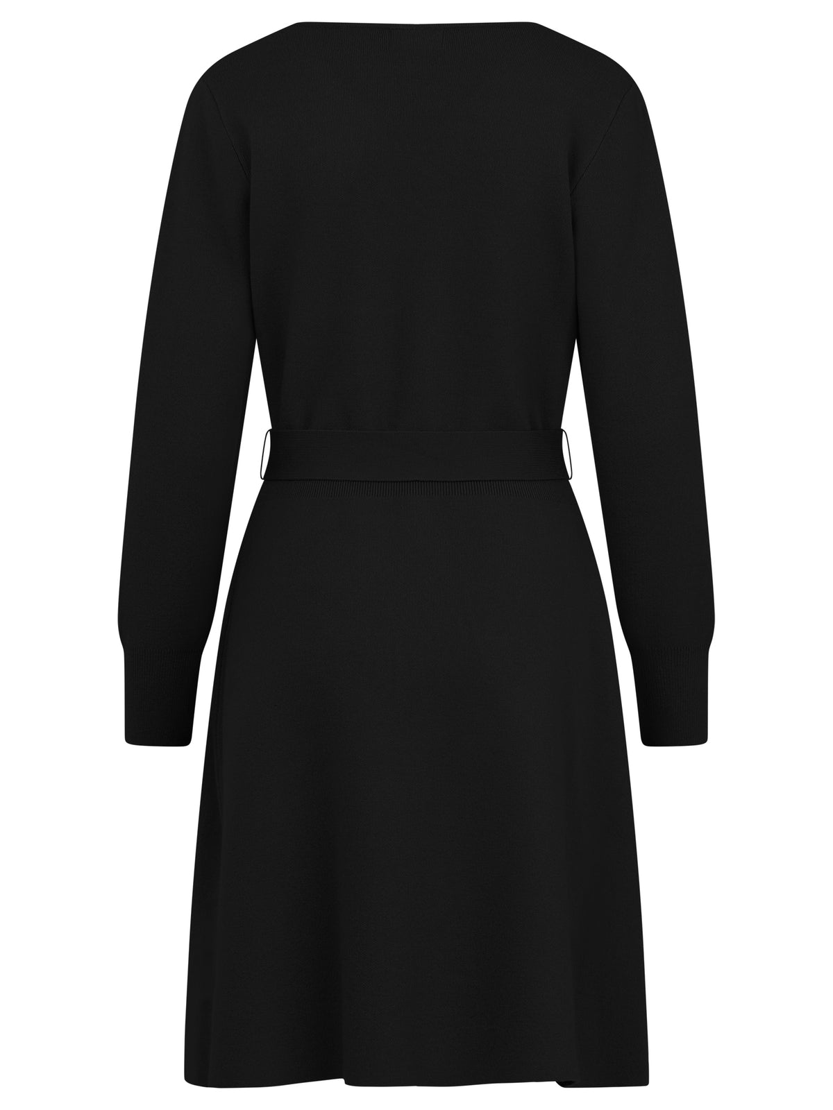 Strickkleid mit Bindegürtel mit Kaschmiranteil | schwarz