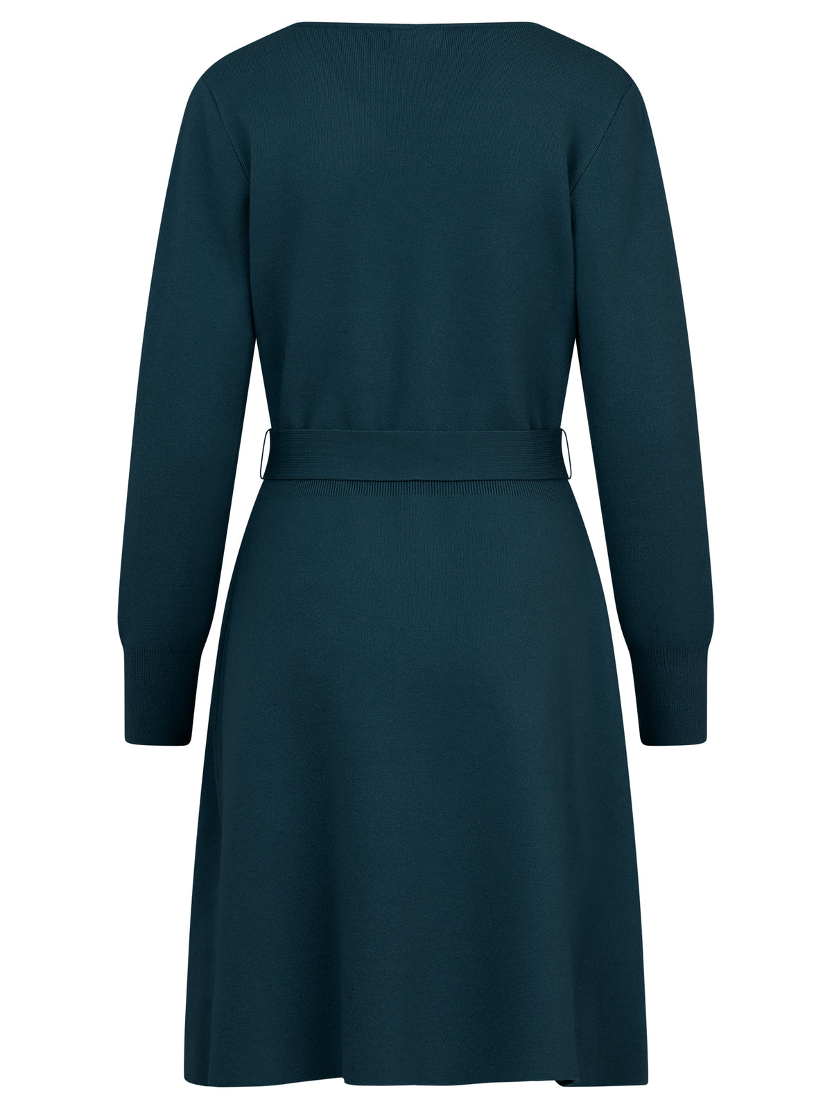 Strickkleid mit Bindegürtel mit Kaschmiranteil | petrol
