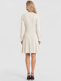 Strickkleid mit Zopfmuster und Kaschmiranteil | champagner