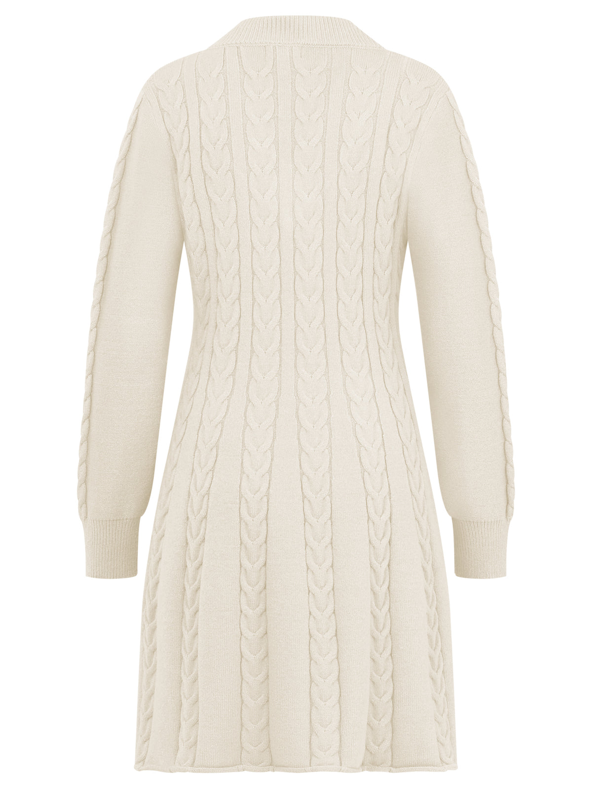 Strickkleid mit Zopfmuster und Kaschmiranteil | champagner