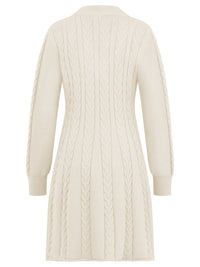 Strickkleid mit Zopfmuster und Kaschmiranteil | champagner