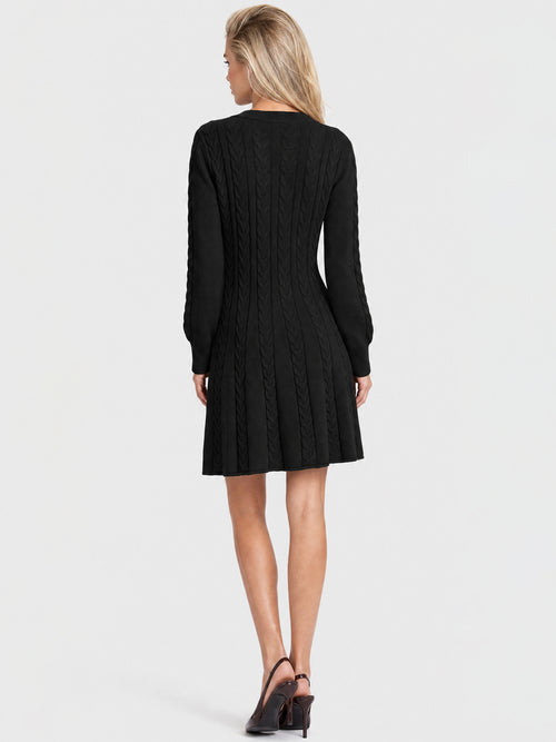Strickkleid mit Zopfmuster und Kaschmiranteil | schwarz image 1