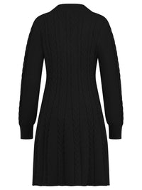 Strickkleid mit Zopfmuster und Kaschmiranteil | schwarz