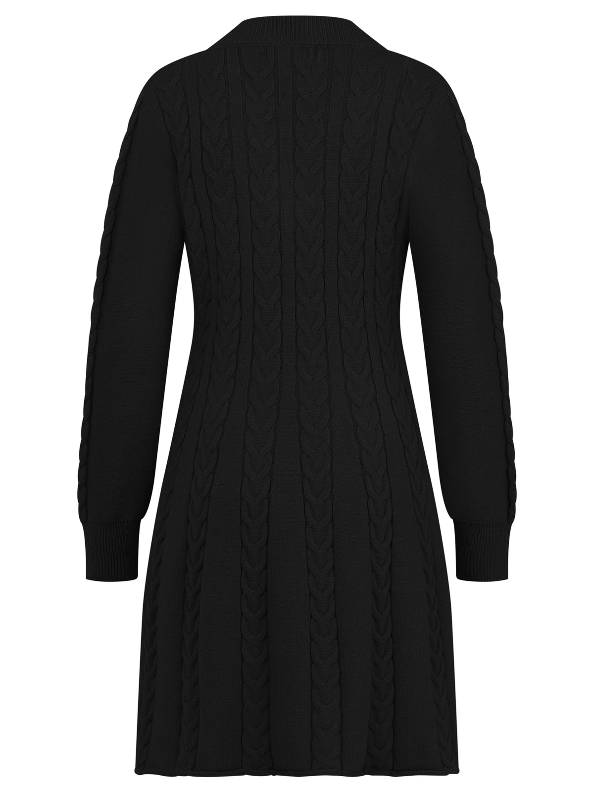 Strickkleid mit Zopfmuster und Kaschmiranteil | schwarz