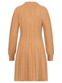 Strickkleid mit Zopfmuster und Kaschmiranteil | camel