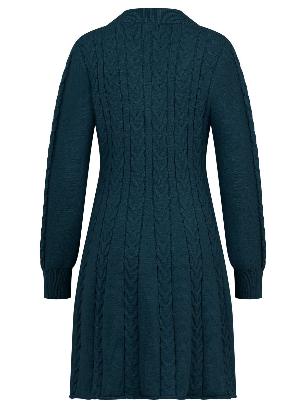 Strickkleid mit Zopfmuster und Kaschmiranteil | petrol