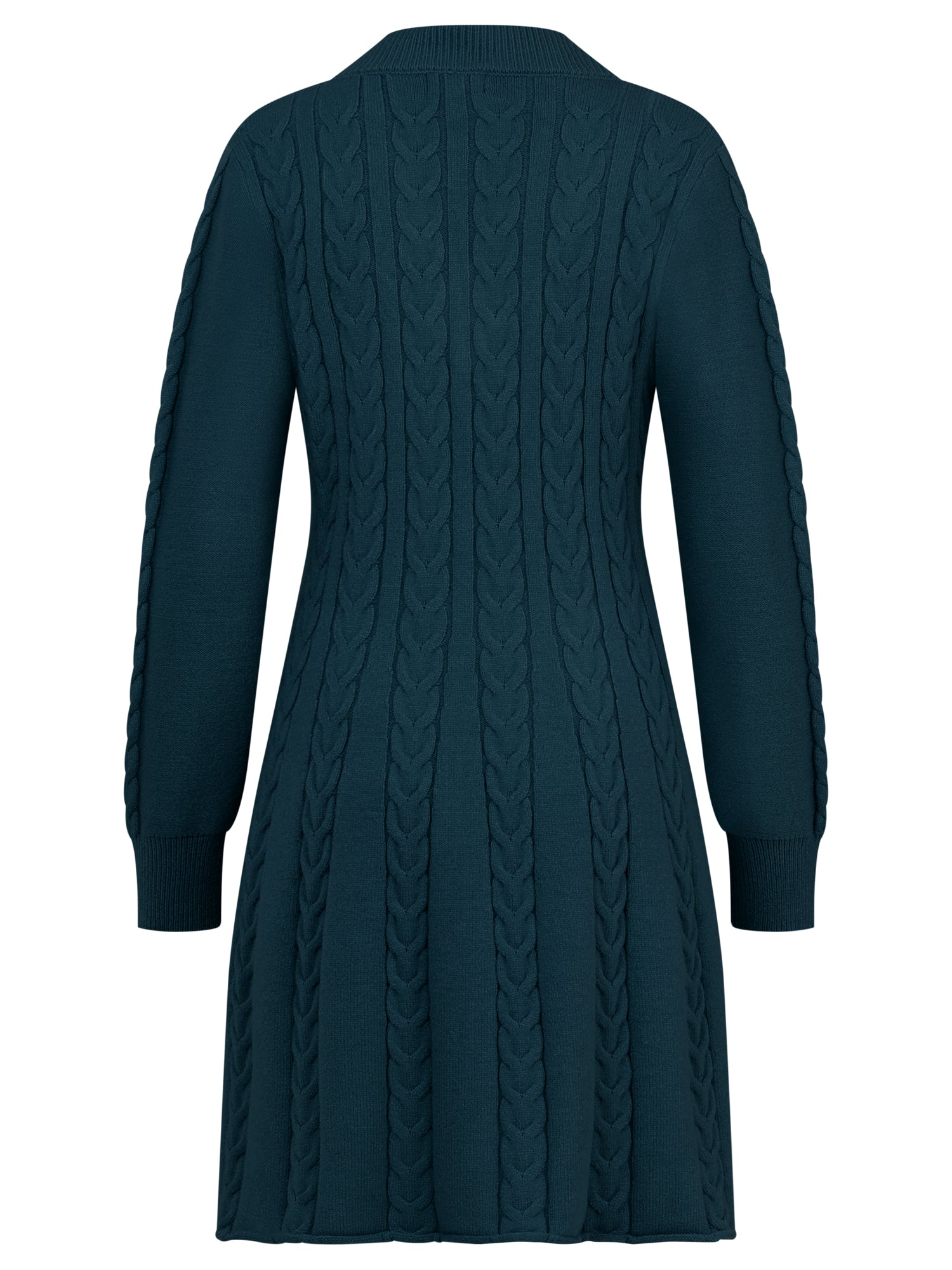 Strickkleid mit Zopfmuster und Kaschmiranteil | petrol