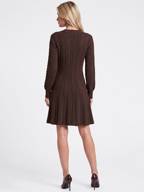 Strickkleid mit Zopfmuster und Kaschmiranteil | braun image 1