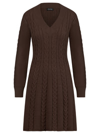 Strickkleid mit Zopfmuster und Kaschmiranteil | braun